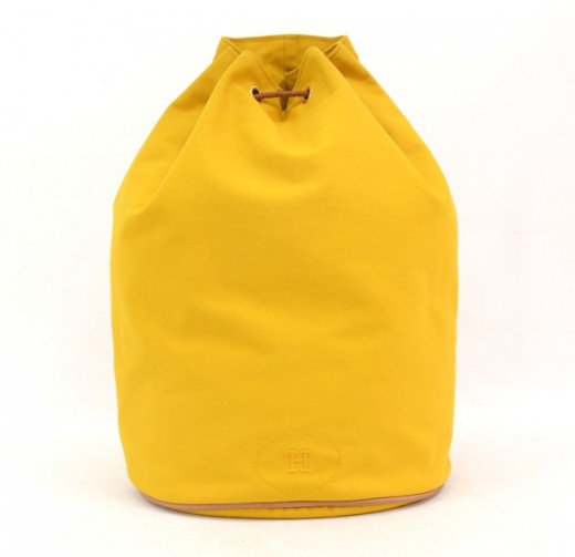 Hermes Yellow Porochon Mimir Canvass Drawstring Bucket Bag