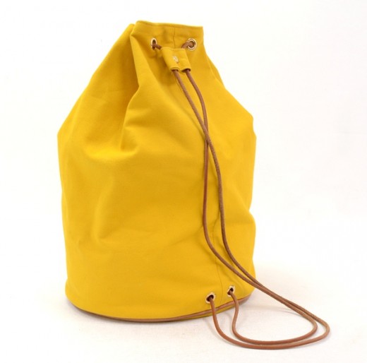 Hermes Yellow Porochon Mimir Canvass Drawstring Bucket Bag