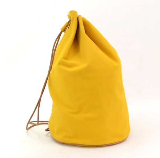 Hermes Yellow Porochon Mimir Canvass Drawstring Bucket Bag
