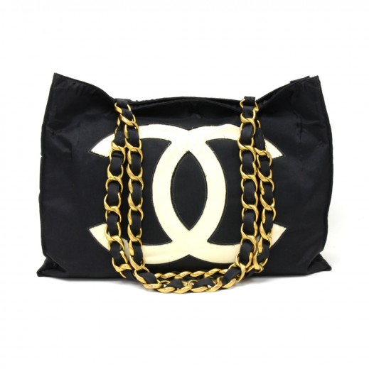 Chanel Chanel Jumbo XL Black Nylon Shoulder Shopping Tote Bag
