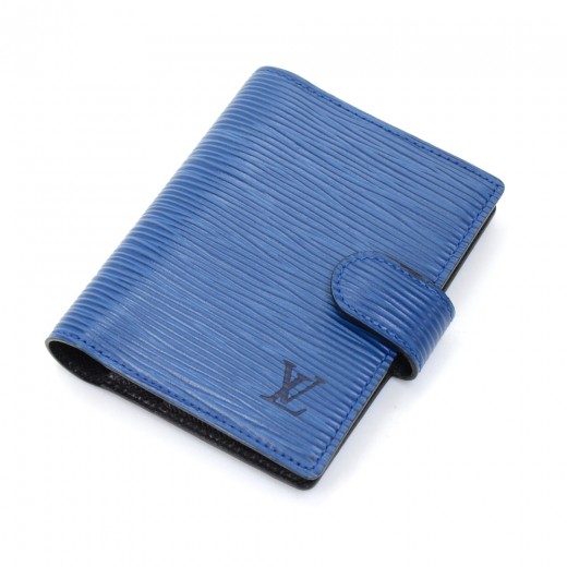 Navy Blue Epi LV Leather Mini Wallet