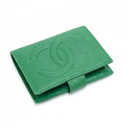 Chanel Vintage Chanel Green Caviar Leather Flap Wallet