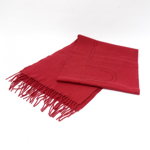 Louis Vuitton Louis Vuitton Red Perforated Cashmere Scarf