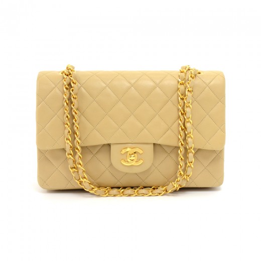Chanel Vintage Chanel 2.55 10 Double Flap Beige Quilted Leather