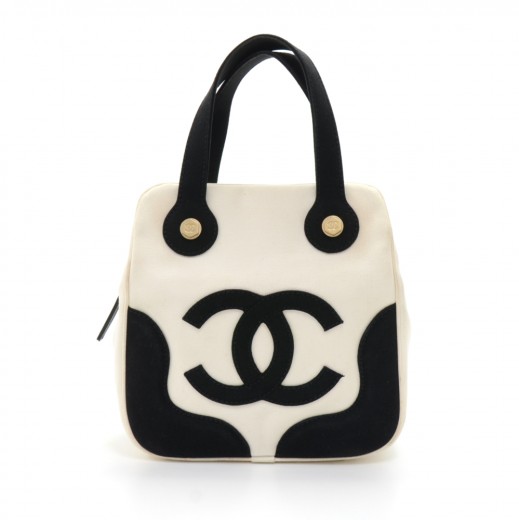 Chanel Chanel Marshmallow Black and White Tote Handbag