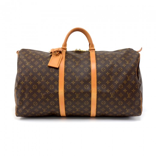 Louis Vuitton Keepall 60 Travel Bag in Brown Monogram Canvas and