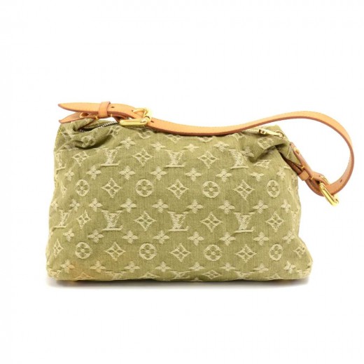 LOUIS VUITTON PLEATY PM SHOULDER BAG IN GREEN MONOGRAM DENIM