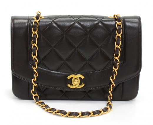 Chanel 30 Chanel 8 Diana Classic Black Quilted Leather Shoulder Flap