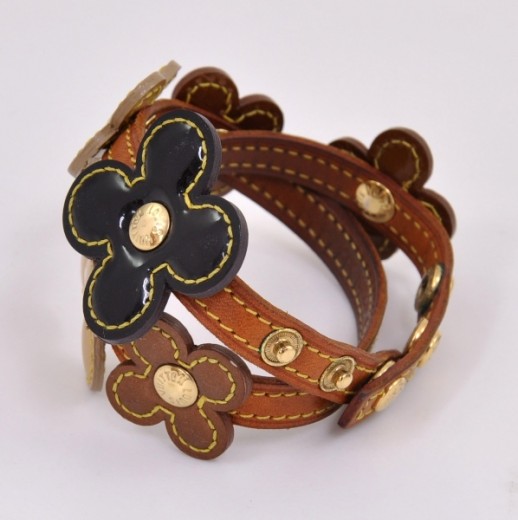 Louis Vuitton, Jewelry, Louis Vuitton Leather Double Wrap Flower Bracelet  Snap Bracelet Boho Luxury Coa