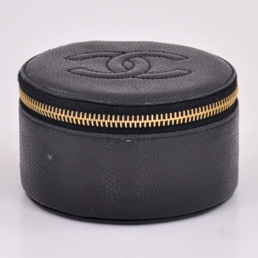 Decor Leather Zip Around Mini Jewelry Box - Black
