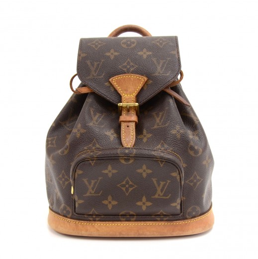 Sold at Auction: Vintage Louis Vuitton Backpack / 80s brown leather  monogram rucksack / montsouris small mini sling bag / 80s leather purse /