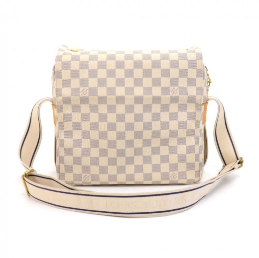 White Louis Vuitton Damier Azur Naviglio Crossbody Bag – Designer