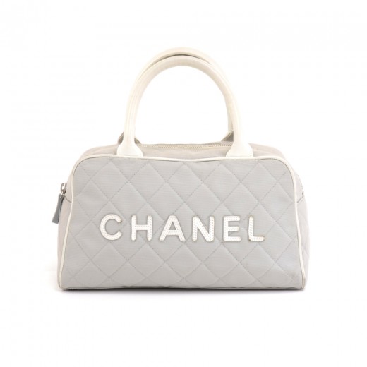 Chanel Chanel Sports Line Gray Quilted Canvas Mini Boston Bag