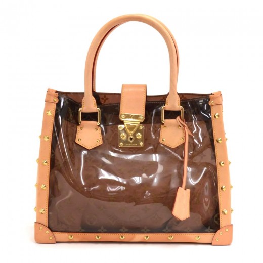 Louis Vuitton Monogram Vinyl Neo Cabas Ambre MM Tote Bag Leather Brown
