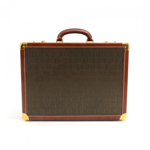 Gucci Vintage Gucci Monogram Brown Leather Briefcase Travel Bag