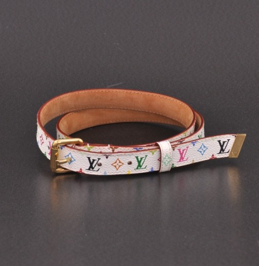 Louis Vuitton, Accessories, White Multicolor Lv Monogram Leather Wasit  Belt