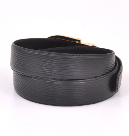 LOUIS VUITTON Size 36 Black Epi Leather Belt at 1stDibs