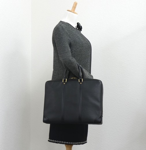 Louis Vuitton Black/ Grey Epi Leather Porte-Documents Jour Business  Briefcase Tote with Strap (FL2135)