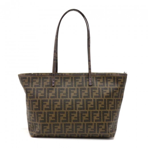 Fendi tobacco zucca top canvas shoulder bag