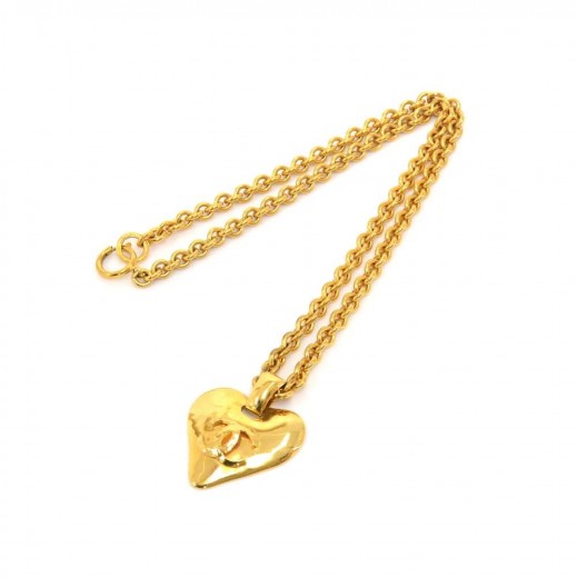 Vintage CHANEL Classic Chain Necklace With Mini Matelasse CC 
