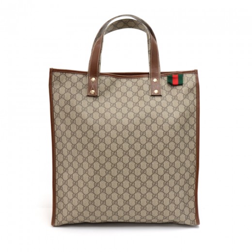 GUCCI-GG-Supreme-Leather-Tote-Bag-Beige-Brown-91249 – dct