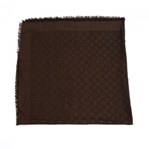 Louis Vuitton Louis Vuitton Dark Brown Logomania Monogram Silk & Wool