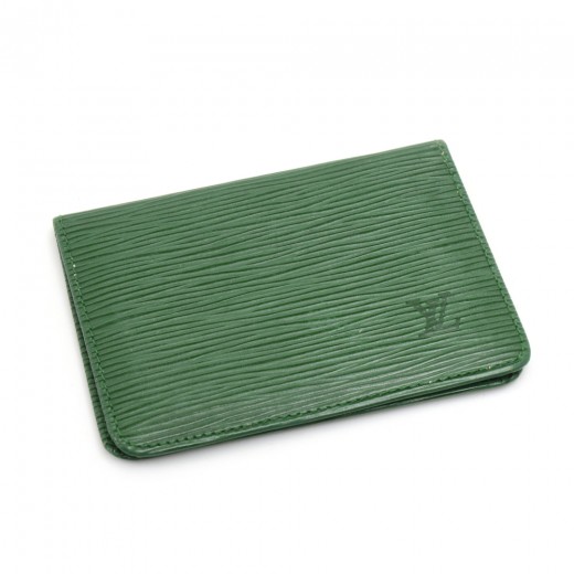 LOUIS VUITTON Green Epi Leather Coin Handbag Card Holder Wallet