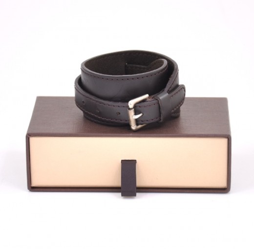 Monogram leather bracelet Louis Vuitton Brown in Leather - 33293990