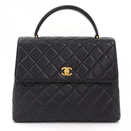 Quilted Caviar Leather Kelly Hand Bag 