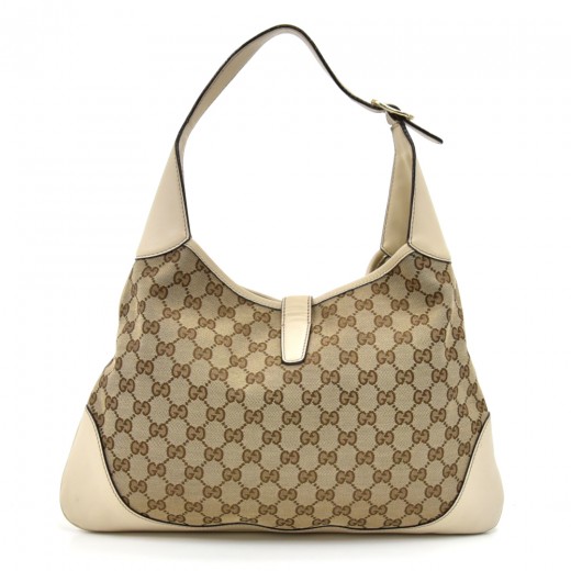 Gucci Gucci Jackie Original GG Canvas & Off White Leather Shoulder ...