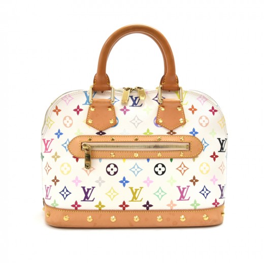 Authentic Louis Vuitton Monogram Multicolor Alma Handbag Tote Bag