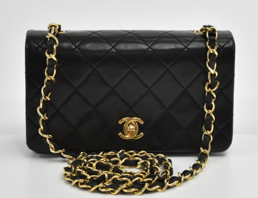 Chanel S-36 Chanel 7.5  Black Quilted Leather Mini Flap Shoulder Bag