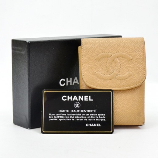 Chanel Chanel Beige Caviar Phone Cigarette Case Pouch SS363