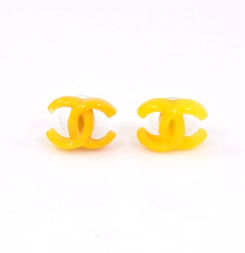 Chanel Chanel Yellow Plastic CC Logo Earrings