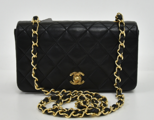 Chanel T-3 Chanel 7.5  Black Quilted Leather Mini Flap Shoulder Bag