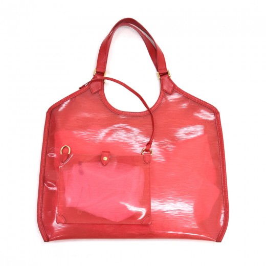 Louis Vuitton Translucent Red EPI Plage Lagoon Bay mm Clear Tote Bag 101lv27