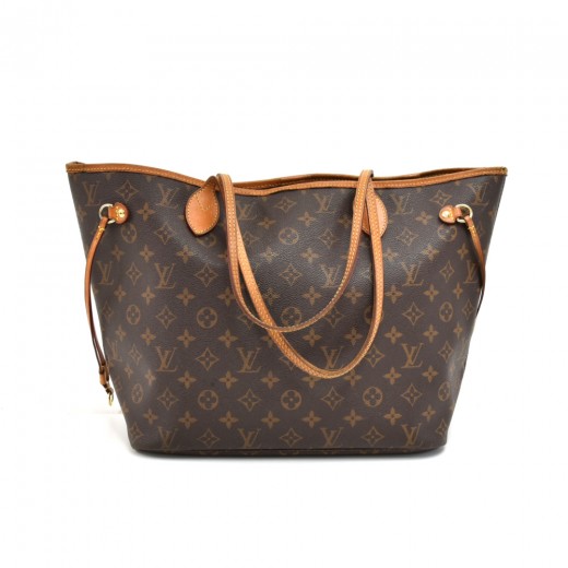 Louis Vuitton Neverfull Blue Leather Tote Bag (Pre-Owned)