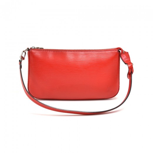 Louis Vuitton Red Epi Leather Pochette Accessoires Bag Louis