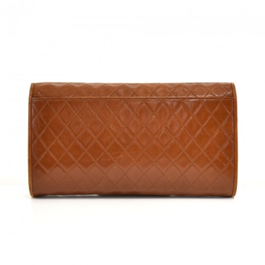 Others Vintage Yves Saint Laurent Brown Quilted Leather Clutch Bag