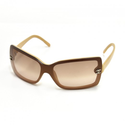 Chanel - Shield Sunglasses - Black Beige Brown - Chanel Eyewear