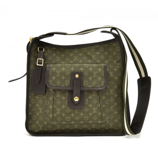 Louis Vuitton Crossbody Vintage Lime Green Canvas And Leather And Small  Pouch