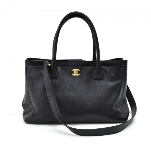 Chanel Medium Black Calfskin Tote Bag