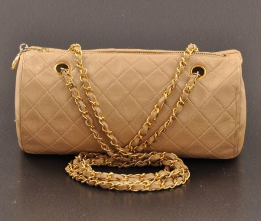 Chanel A Beige Leather Chain Stitch Flap Shoulder Bag.