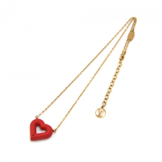 Louis Vuitton M66294 Necklace Pendant Inclusion Heart Clear Red Resin
