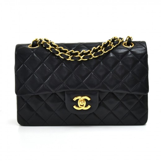 Chanel Vintage Chanel Classic 9 Double Flap Black Quilted Leather