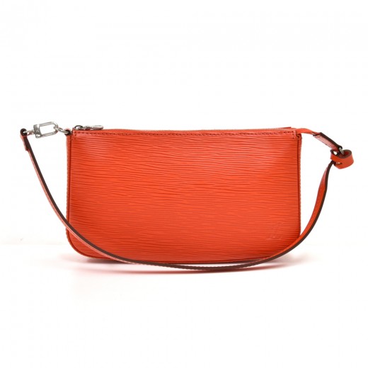 Louis Vuitton Red EPI Leather Pochette Accessories Wristlet Clutch Bag