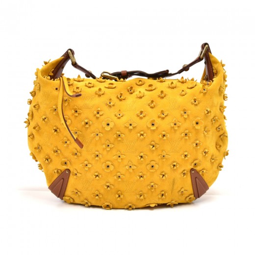 Louis Vuitton Flower Tote Monogram Suede Shoulder Tote Bag With