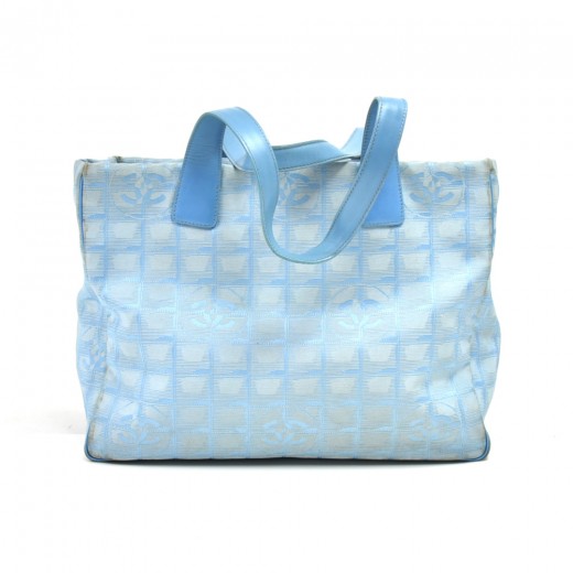Chanel Chanel Travel Line Light Blue Jacquard Nylon Medium Tote Bag