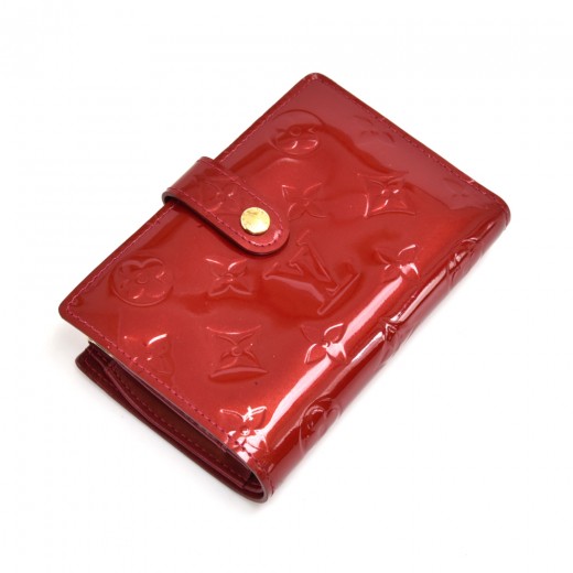 Louis Vuitton Long Bi-Fold Wallet Portofeuil Sara Wine Red Rouge Forvist Monogram Verni M91521 Patent Leather TS4110 Louis Vuitton Enamel Embossed