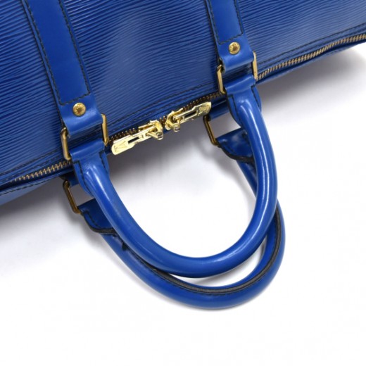 Authentic LOUIS VUITTON Keepall 45 Blue Epi Leather Duffel Bag #51603